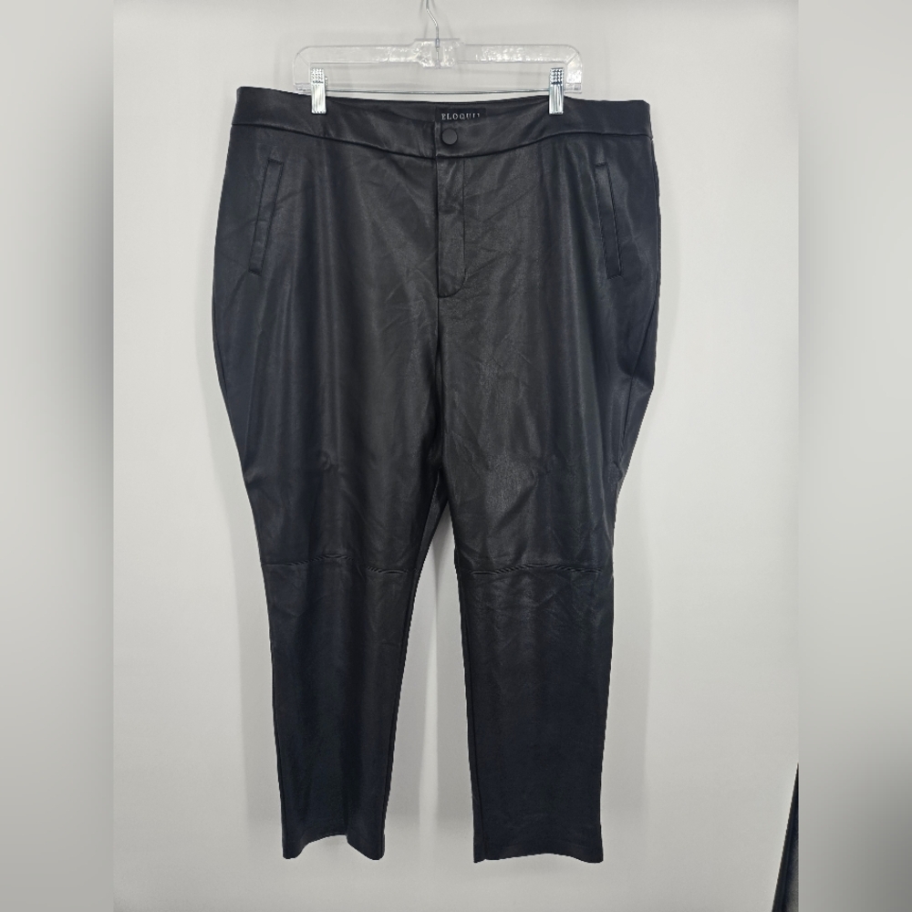 Eloquii Black Faux Leather Tapered Pants Size 20 NWT (8107)
